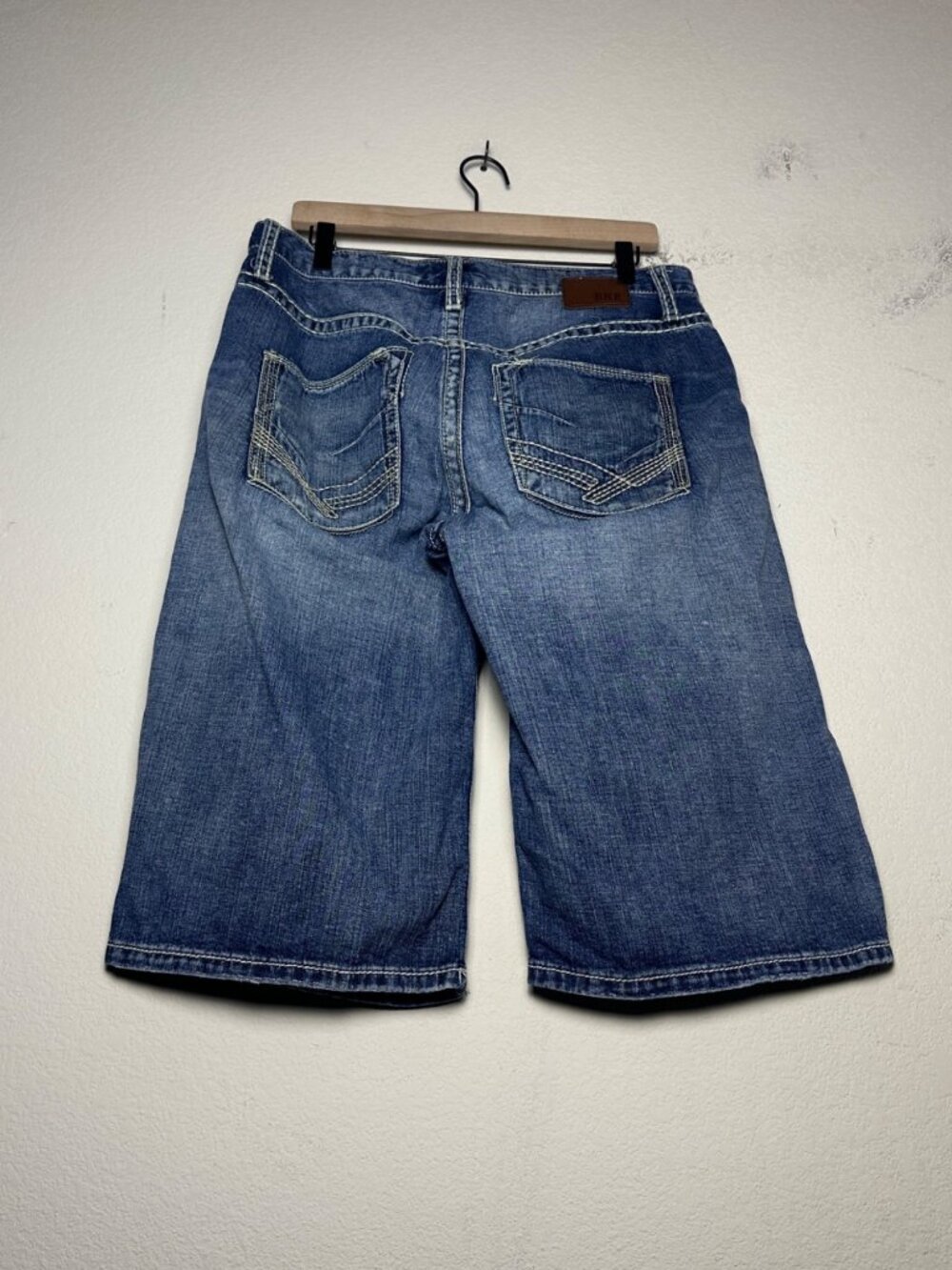 Y2K BKE Derek Men 33 Denim Blue Shorts Jean Pant Skater Rock Indie Baggy Faded